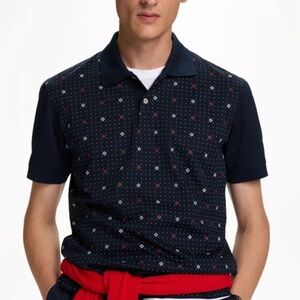 Carolina Herrera Black and Red Patterned Polo Shirt L